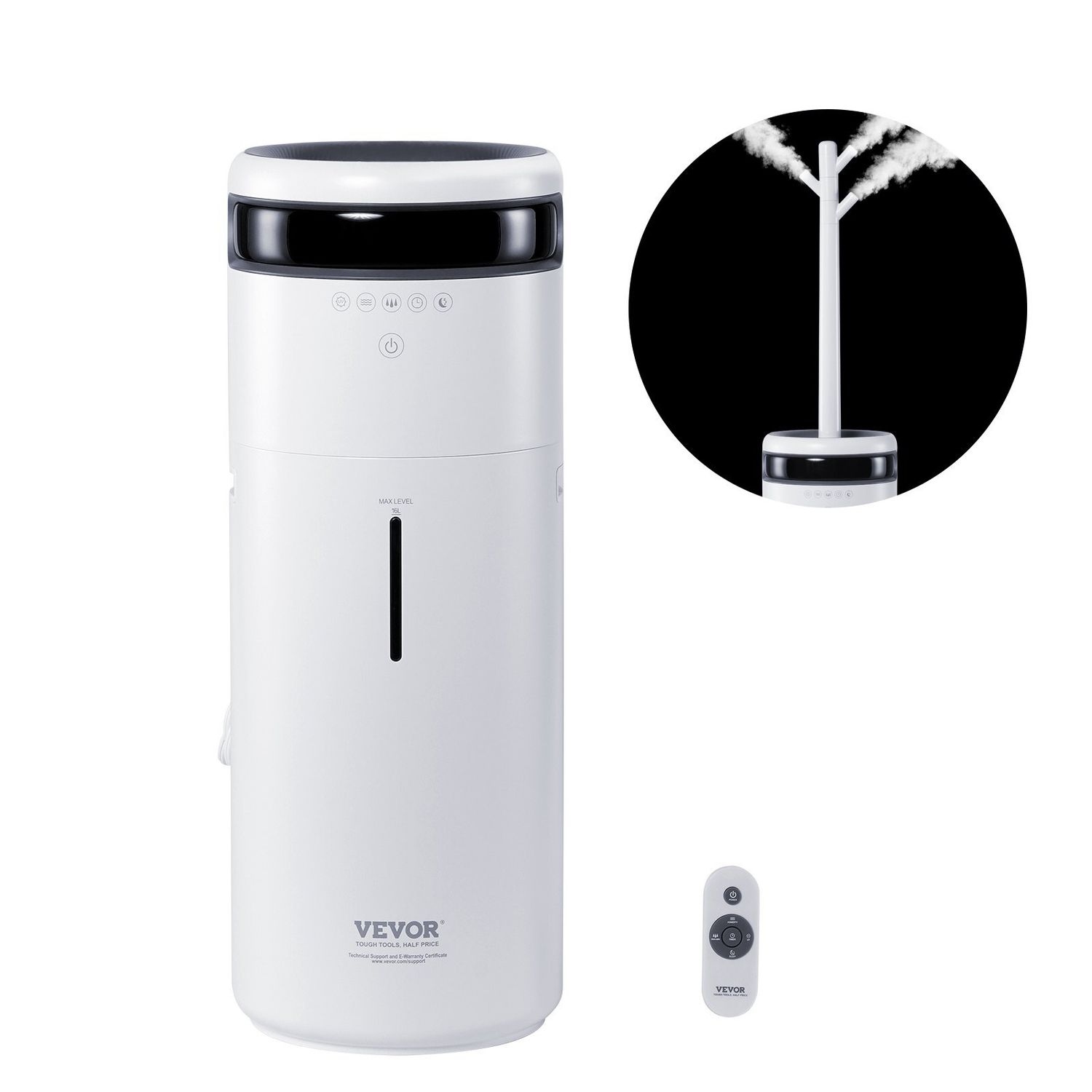 Humidifier for Home Large Room, Commercial Humidifier for Whole House 1291.7 sq ft, 16L Water Tank &amp; Night Light &amp; 12h Timer &amp; Auto Shut-Off , Greenhouse, Commercial Branch Tube w/ 360?&amp;deg; Nozzle