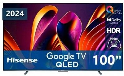 Televisor Hisense 100QD7N, 100 pulgadas, QLED, QUANTUM DOT, 4K UHD, 3840 x 2160 Pixeles, GOOGLE SMART TV