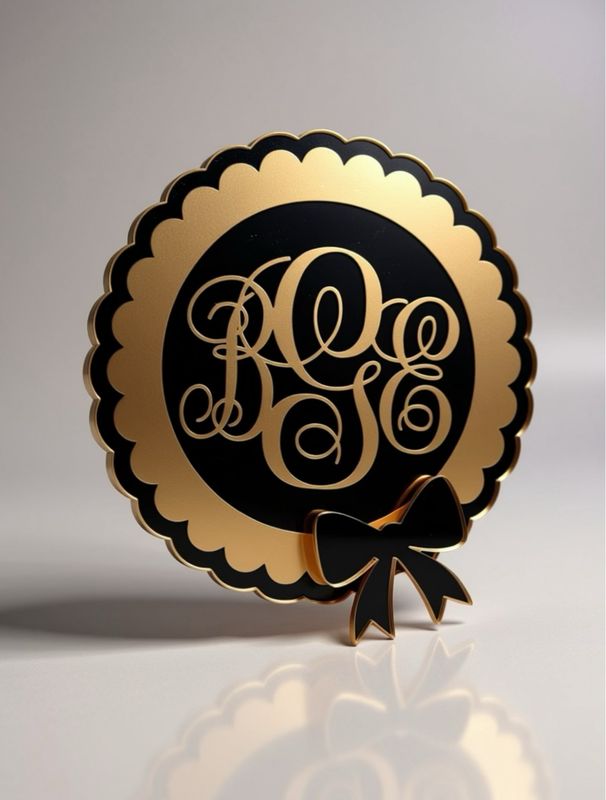 Scalloped Wreath Monogram with Bow