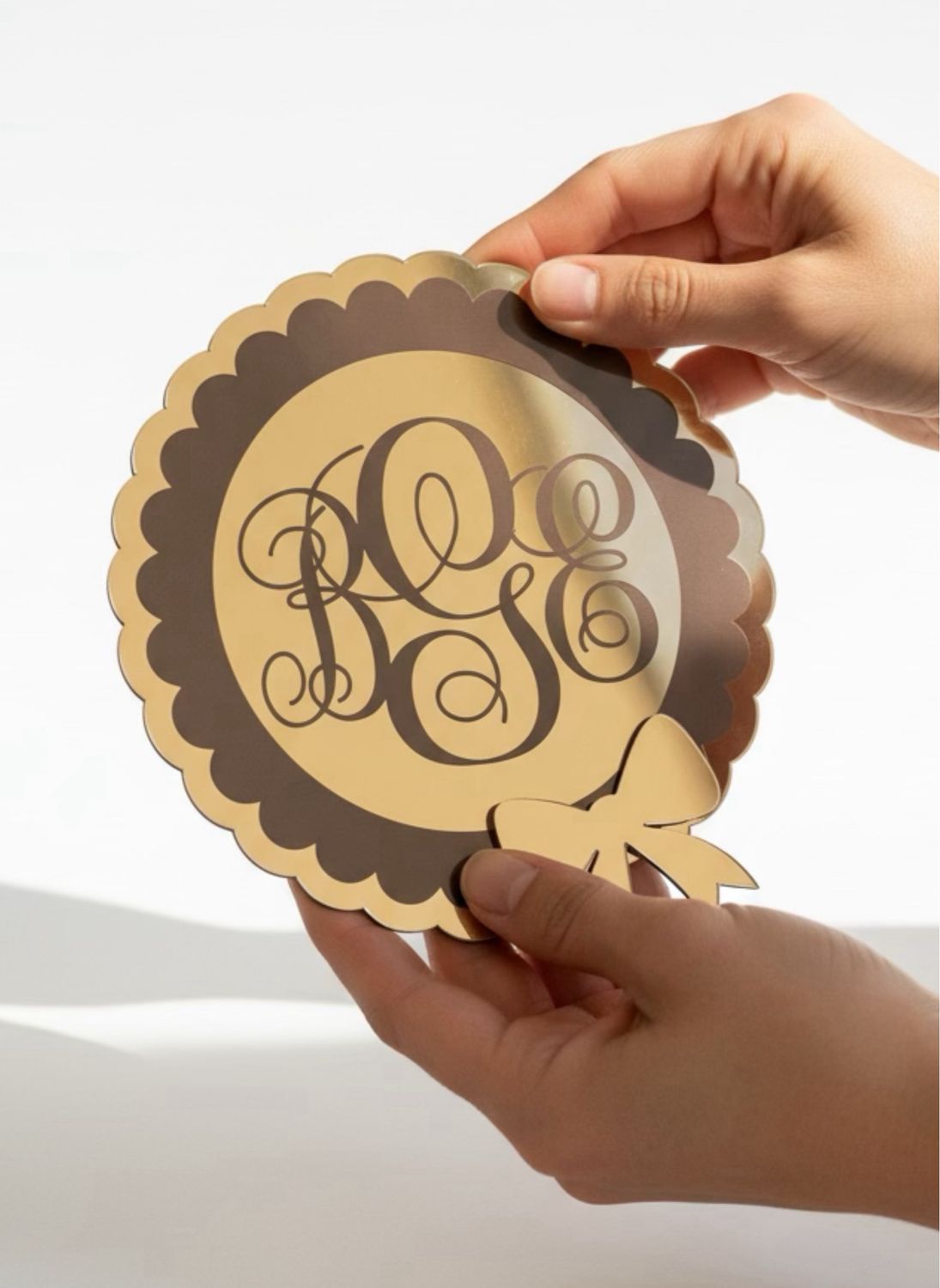 Scalloped Wreath Monogram with Bow