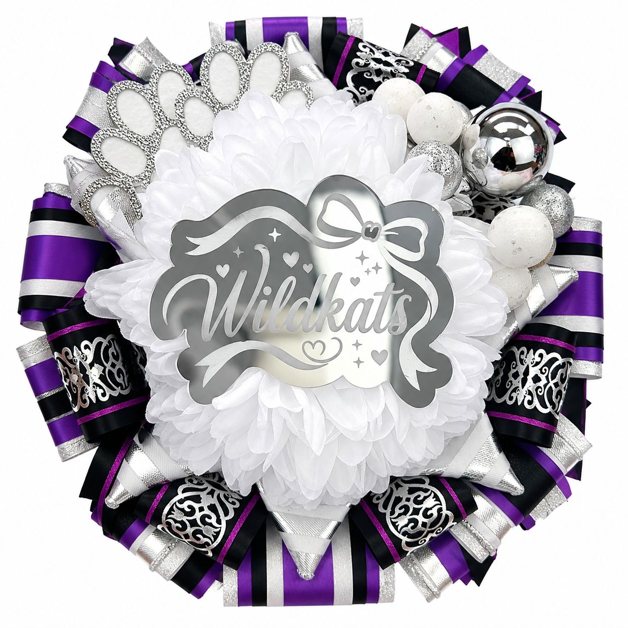 Mirrored Name/Mascot/Class Year with Bows & Hearts
