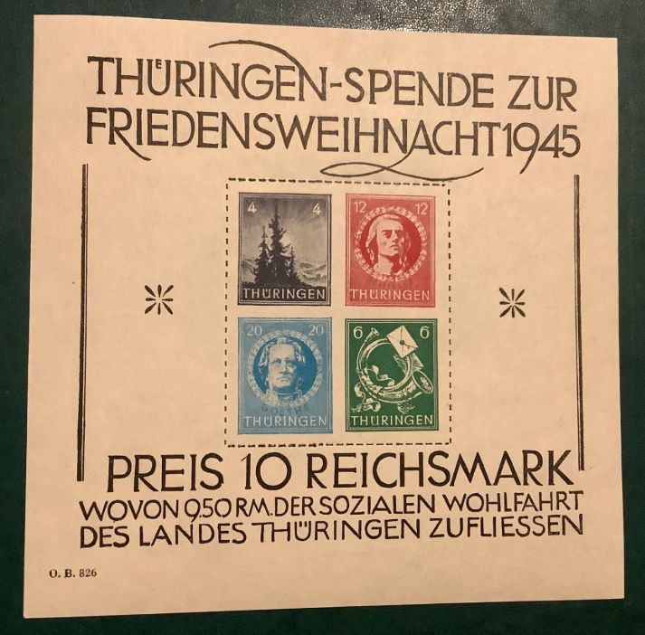 1946: Thuringen - X-mas block on x paper - Michel 2x - MNH - Value 2.000 euro