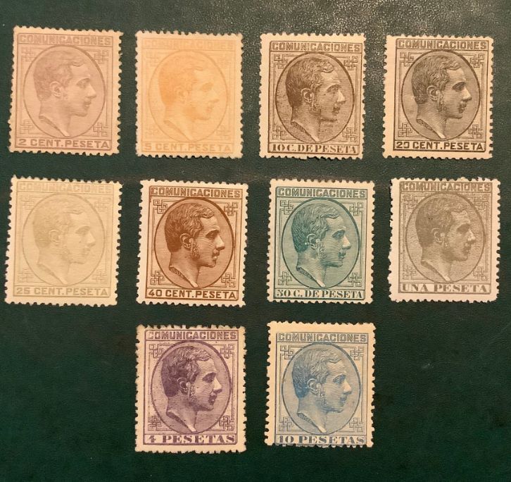 1878 : Complete set Alfonso XII - Edifil 190/199 - MH - Value 1.250 euro