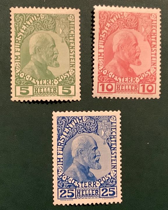 1912 : First Emission King Johann on x paper - Michel 1/3 x - MNH - Value 1.100 euro