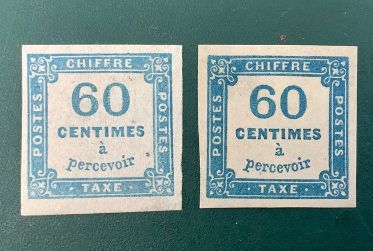 1871 : Tax 60 cent in both shades - Yvert 9/9a - MH - Value 910 euro