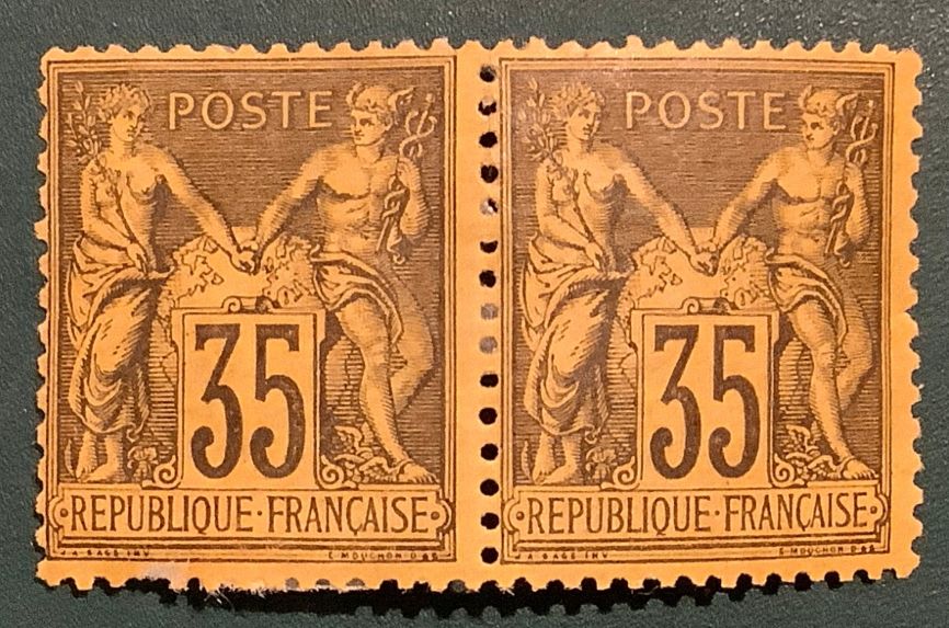 1878 : 35 cent Sage in pair - Yvert 93 - MH - Value 1.600 euro