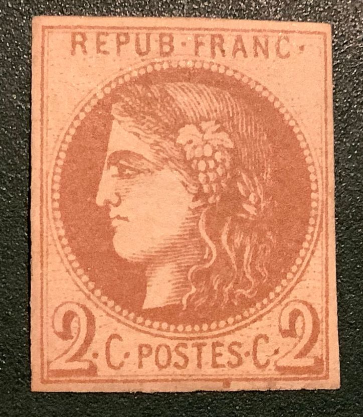 1870 : 2 cent Bordeaux report I signed Calves - Yvert 40A - Value 1.700 euro