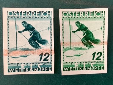 1937 : FIS twee ongetande kleurproeven uit het postachief - Michel 623 PU II - MNG (as issued) - Value 400