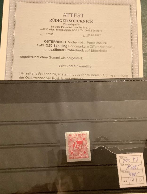 1949 : Rare proof on aliminium foil - certified Soecknick - MNG - Value 1.500 euro