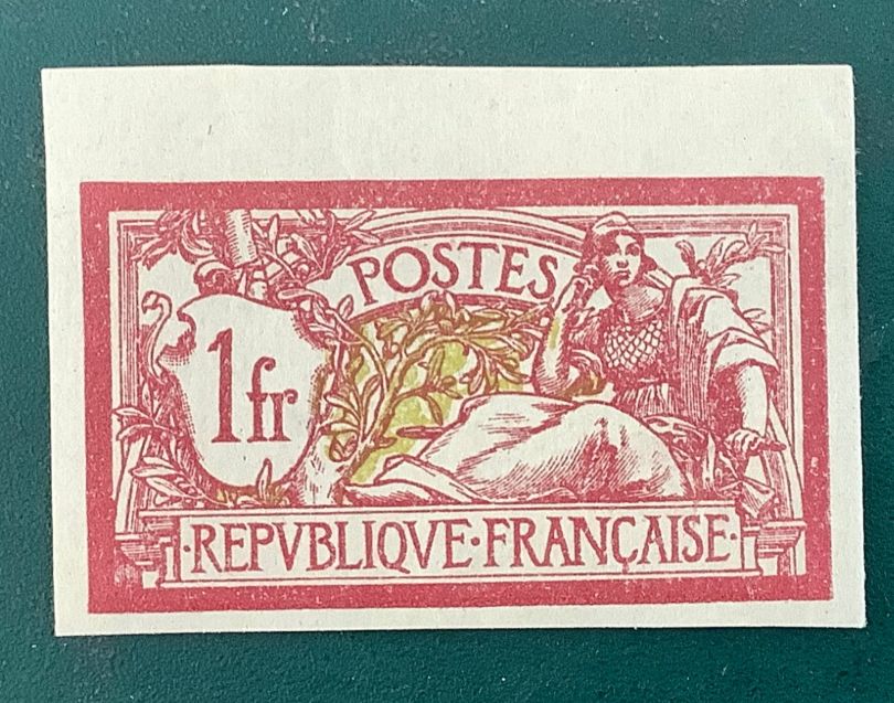 1900 : 1 Fr Merson inperforated with sheet margin signed Brun - Yvet 121a - Value 500 euro