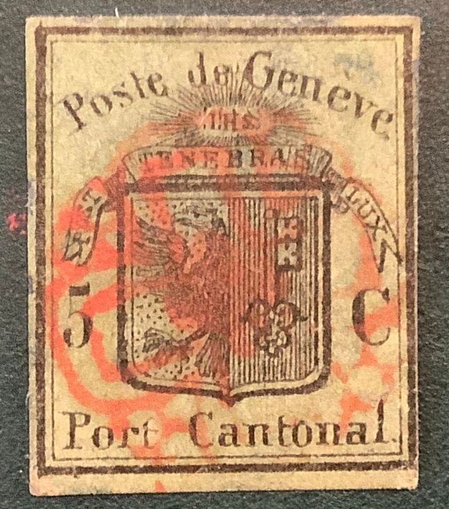 1846 : GENF adler with good margins - Zumstein 6 - Value : 2.600 CHF