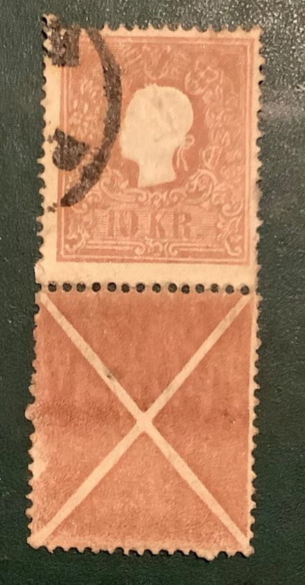 1859 : 10 Kreuzer with andreas cross - Michel 10 II - extensivly repaired - value : 27.000