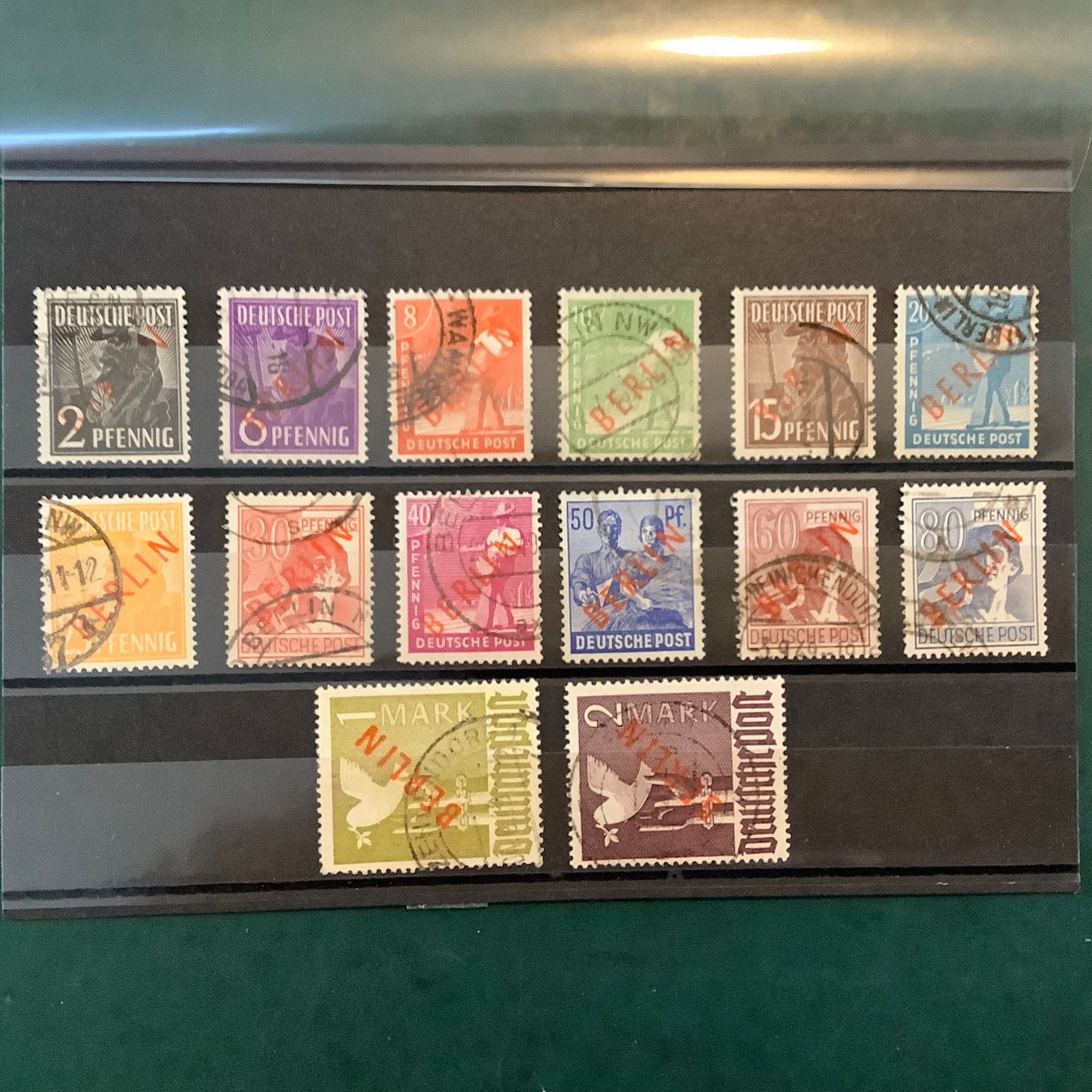 1949 : Red Overprint signed Schlegel - Michel 21/34 - Value : 900