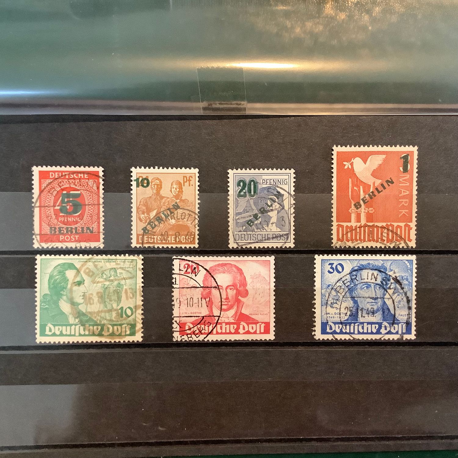 1949 : green overprint and Goethe signed - Michel 61/67 - Value 220