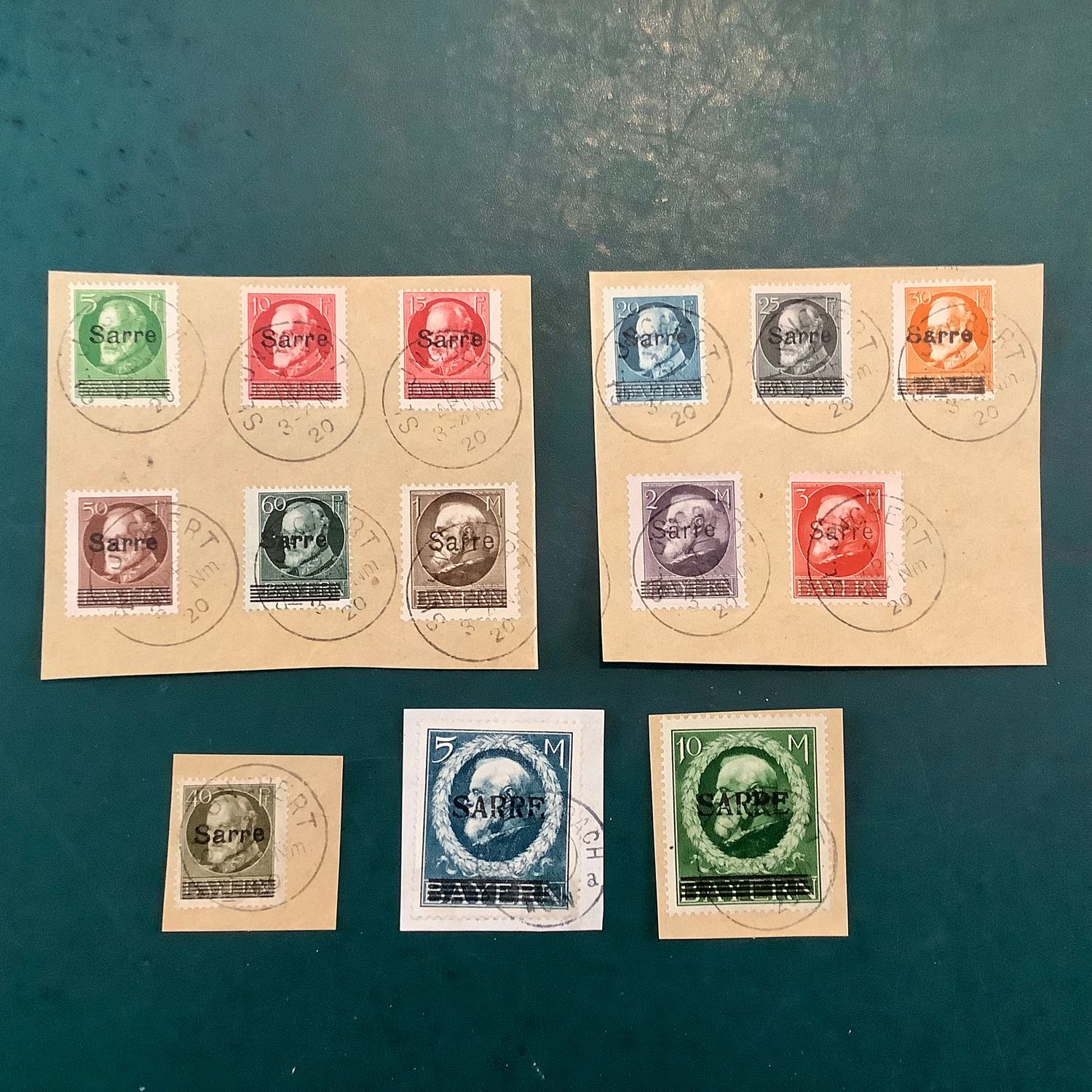 1920 : Sarre - Luitpold with Sarre overprint All signed Burger BPP - Michel 18/31 - Value : 1.900