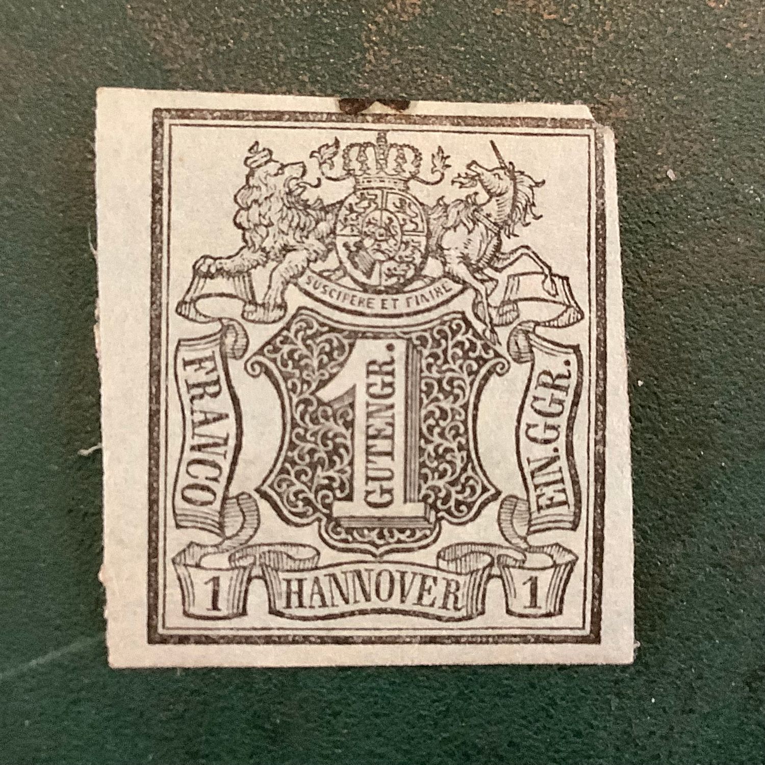 1850 : First stamp of Hannover -Michel 1 - MH - Value : 3.500
