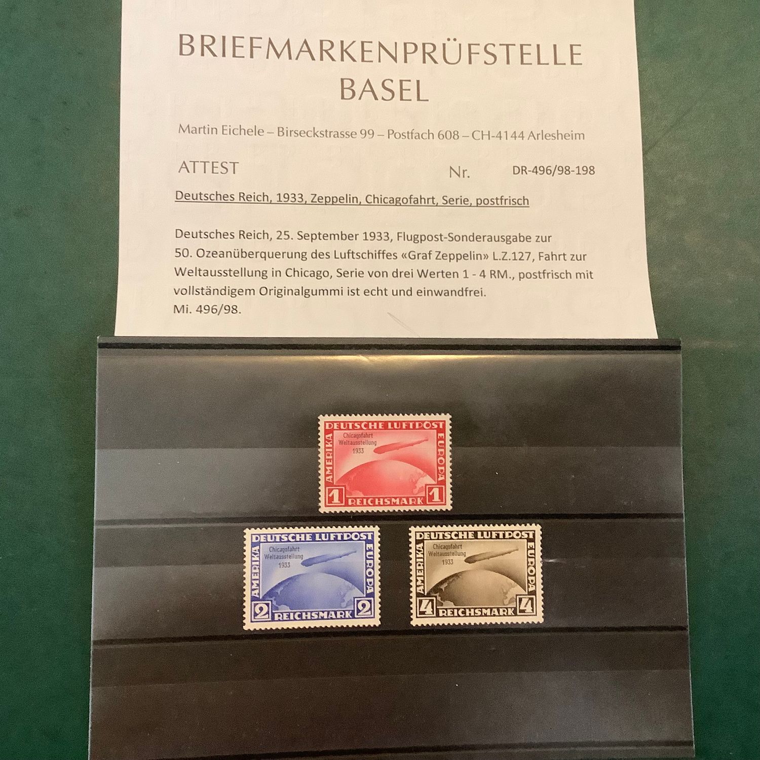1933 : Chicagofarth certified BPSB - Michel 496/498 - MNH - Value 4.300 euro