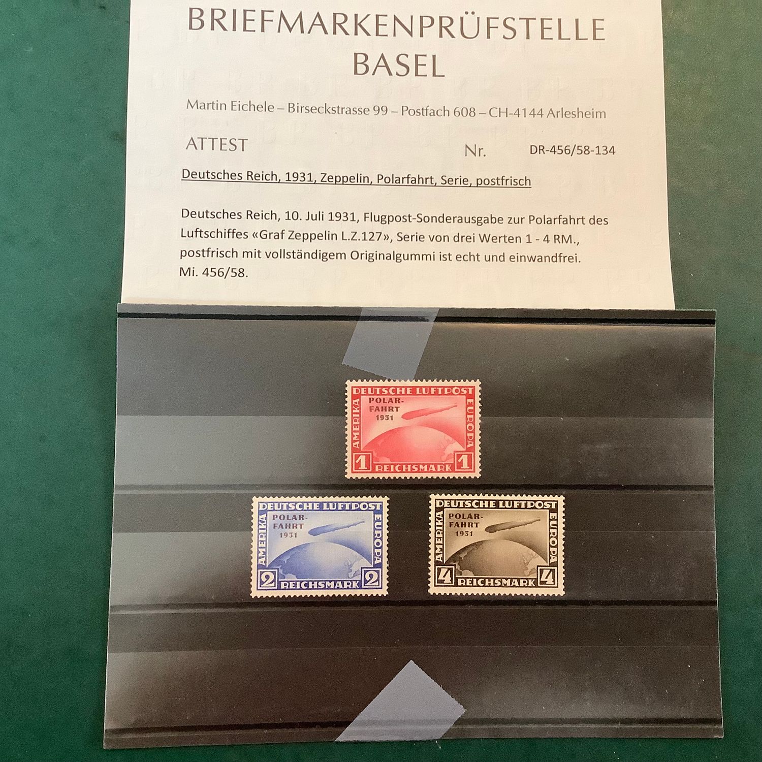 1931 : Polar Farth with BPSB certificate - Michel 456/458 - MNH - Value : €4.300