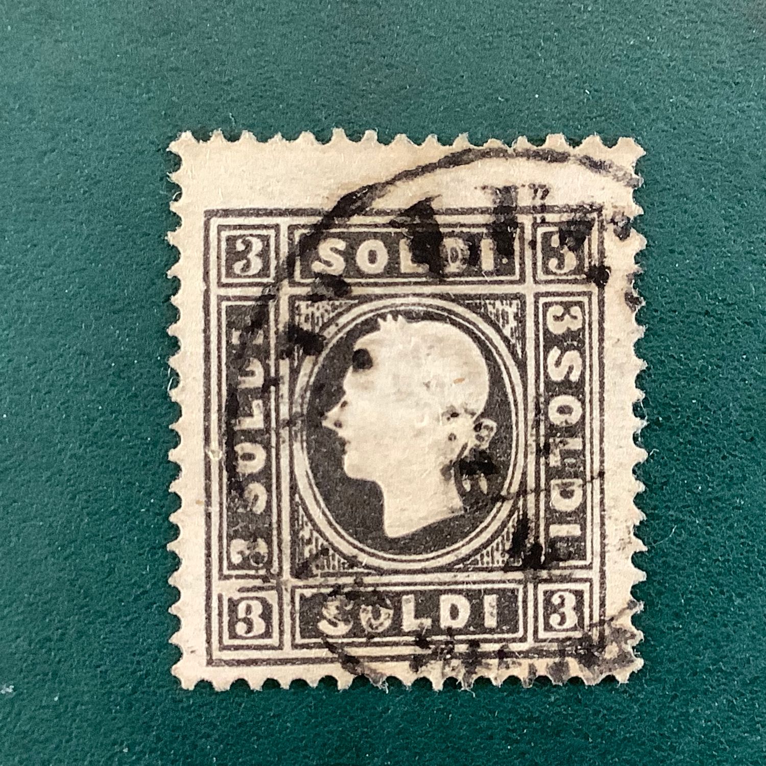 1855 : 3 Soldi type II - Sassone 29a - Value : 350