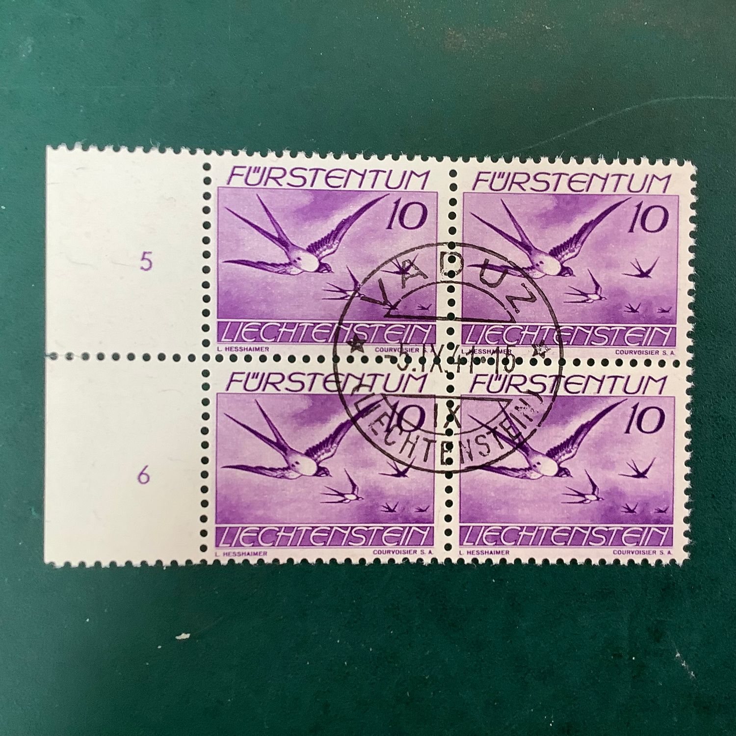 1939 : 10Pf Bird in bloc of 4 white gum signed Maxer - Michel 173z - Value : 320