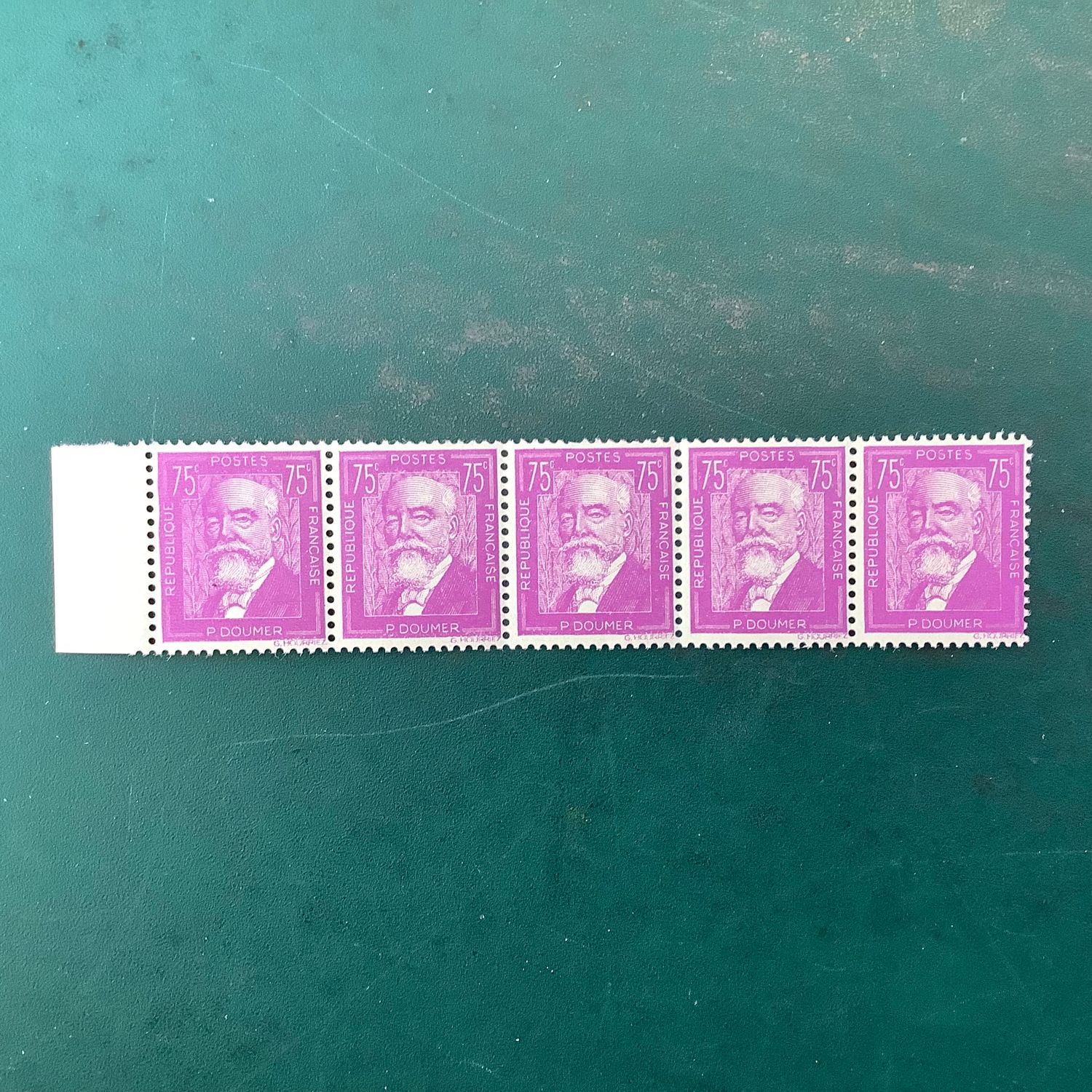 1933 : Doumer in strip of 5 - Yvert 292 - MNH - Value : 460