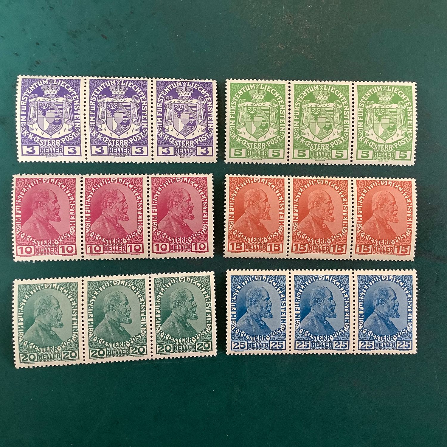 1917 : Second emission in strip of 3 - Michel 4/9 - MNH - Value : 190