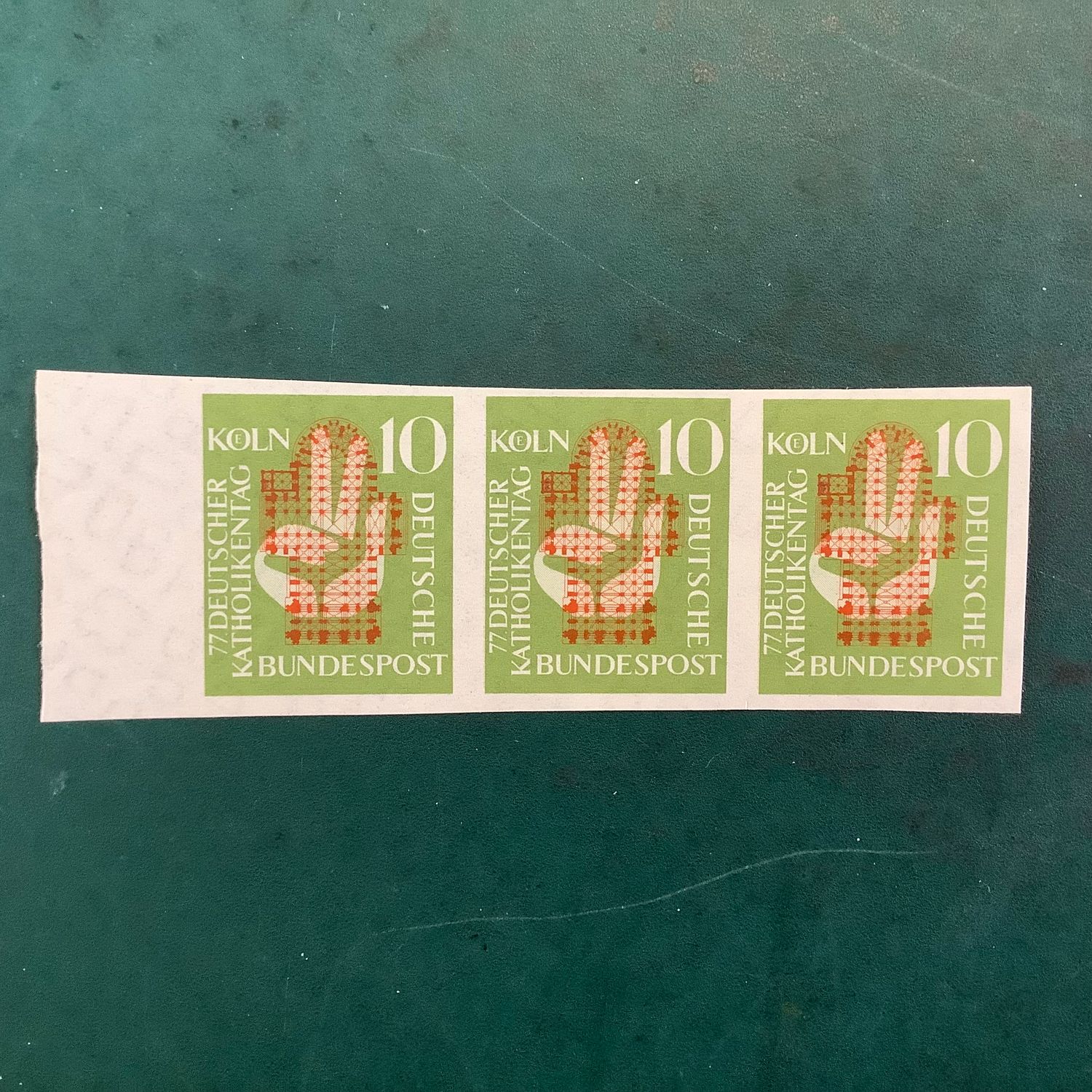 1956 : Katholics Day unperforated Proof in strip of 3 - Michel 239 P - MNH - Value : -,-
