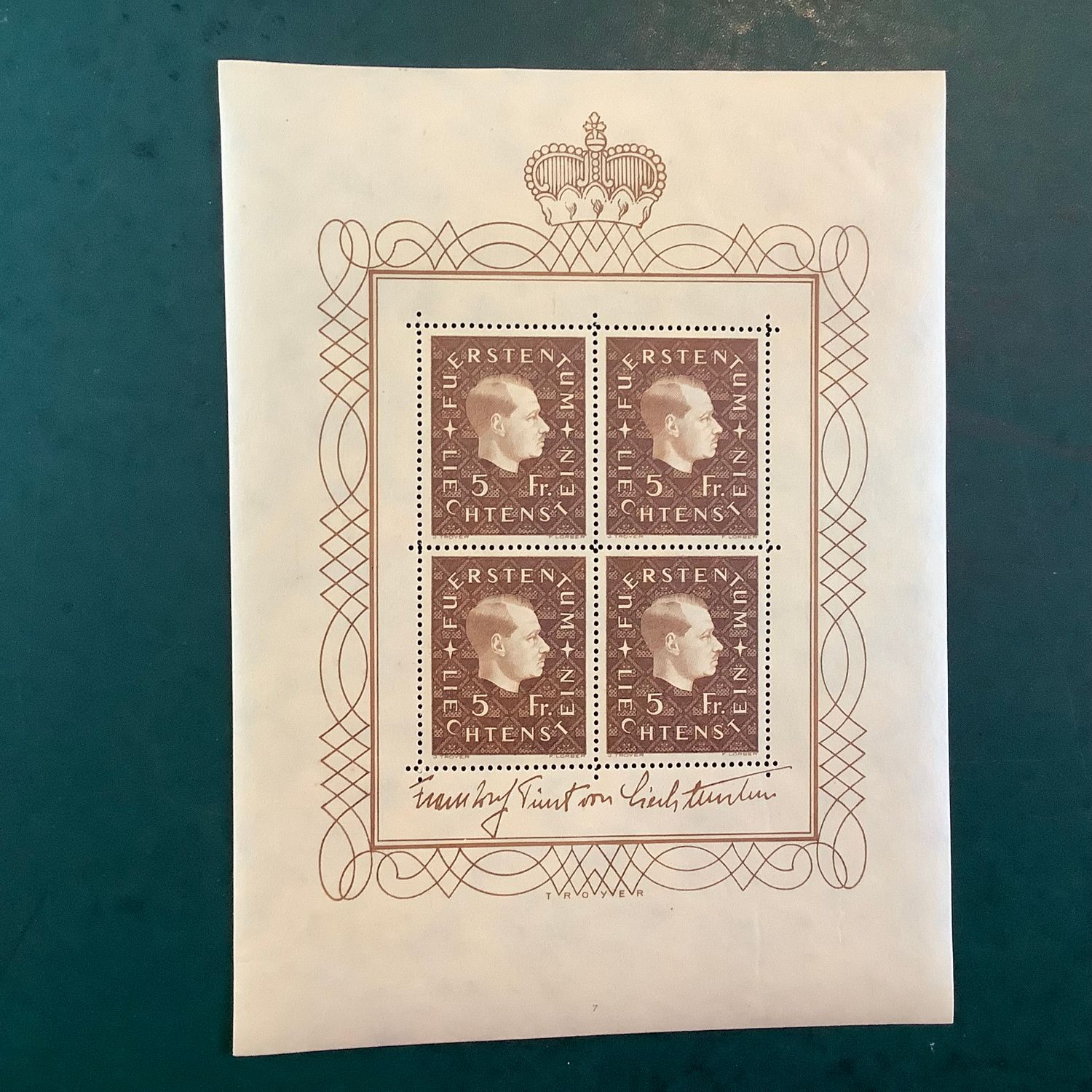 1939 : Franz Josephin small sheet with Plate number 7 - Michel KB 185 - MNH - Value : 220