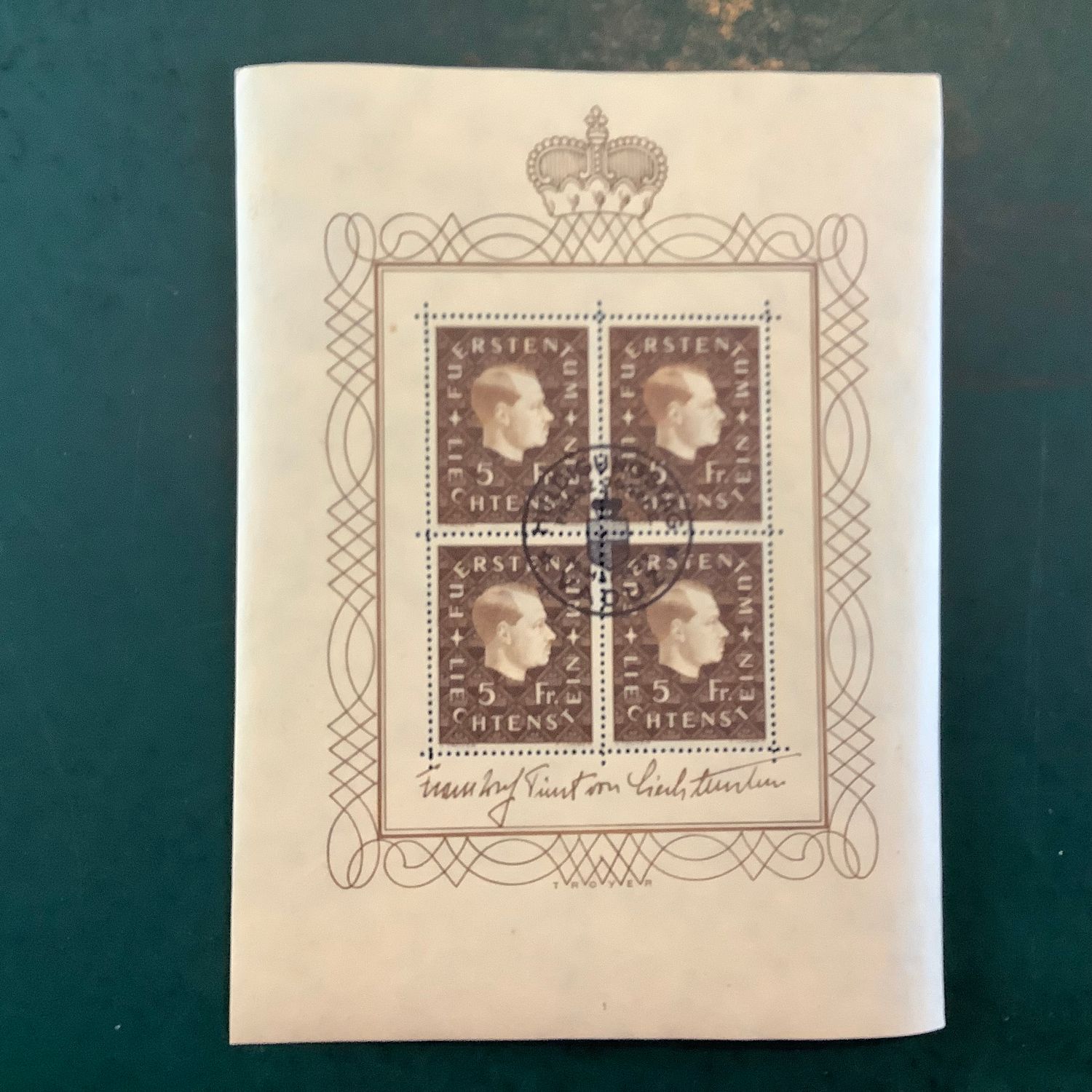 1939 : Franz Josephin small sheet with Plate number 8 - Michel KB 185 - CTO - Value : 220