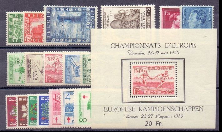 1950 Complete year with block - MNH - OBP/COB 823/838 + BL29