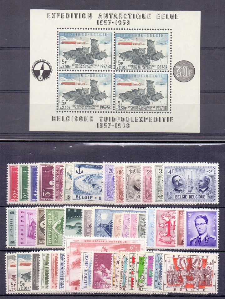 1957 Complete year with block - MNH - OBP/COB 1008/1045 + BL31