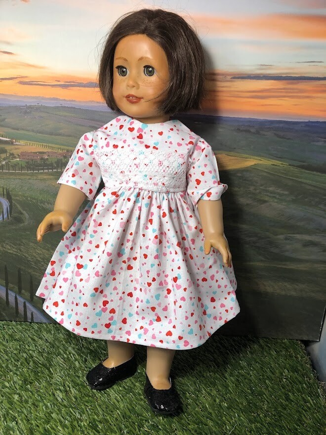 Adorable mini hearts Valentine's Dress with Lace for 18" Dolls