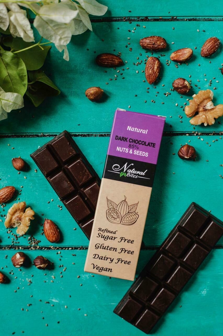 85% Dark chocolate with nuts and seeds شيكولاته دارك بالحبوب و المكسرات 85% Dark chocolate with nuts and seeds شيكولاته دارك بالحبوب و المكسرات