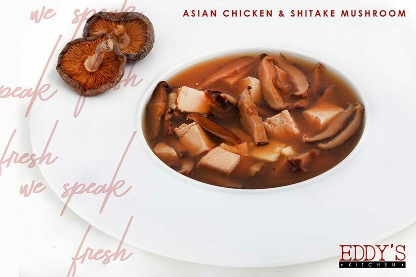 Asian Chicken & Shitake Mushroom Soup (1L) شوربه الفراخ بالمشروم الآسيوي Asian Chicken & Shitake Mushroom Soup (1L) شوربه الفراخ بالمشروم الآسيوي