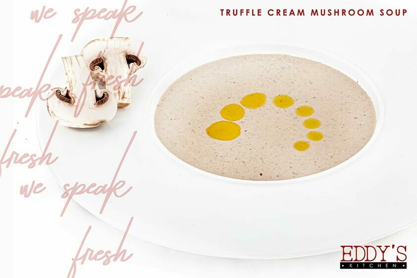 Truffle Cream Mushroom Soup (1L) شوربه المشروم بالكريمه Truffle Cream Mushroom Soup (1L) شوربه المشروم بالكريمه
