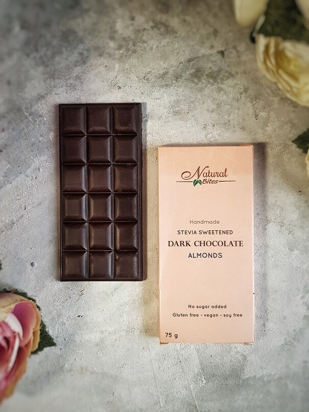 Stevia Dark Chocolate Almonds شيكولاته دارك بالستيفيا واللوز Stevia Dark Chocolate Almonds شيكولاته دارك بالستيفيا واللوز