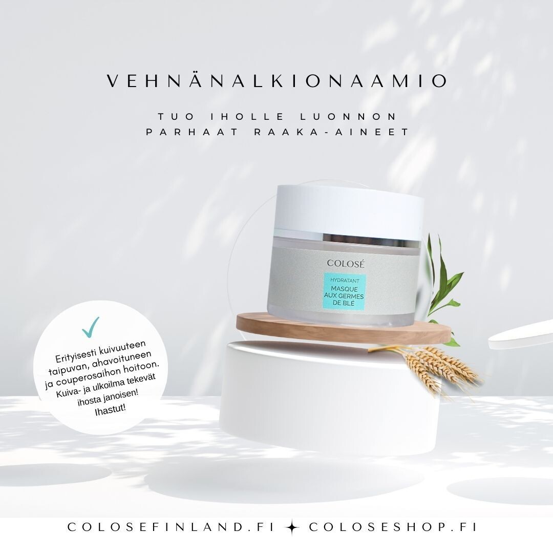 Vehnänalkonaamio, joka ravitsee ja rauhoittaa ärtynyttä ihoa yönaamion tavoin. Rauhoittaa ahavoitunutta ihoa sekä acneihoa.