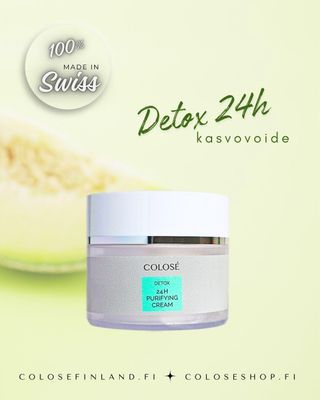 Kirkastava 24h detox voide tasaa talituotantoa ja kosteuttaa ihoa. Suojaa ulkoisilta haitoilta sekä toimii meikinalusvoiteena