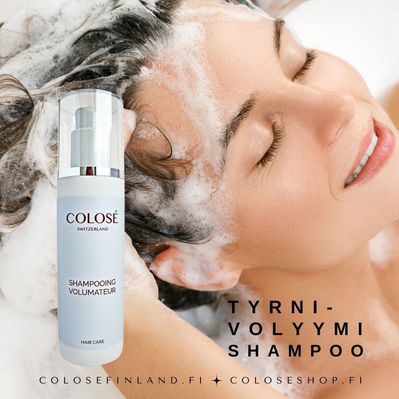 Tyrni-volyymi shampoo Tyrniä sisältävä shampoo, joka pesee hiukset puhtaiksi samalla ravitsee hiuspohjaa.