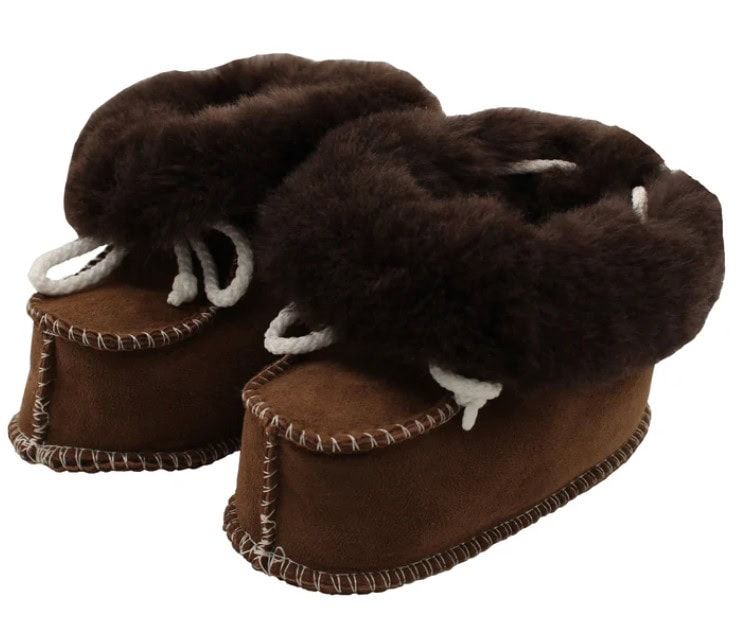 Egli's Sheepskin Booties, Color: Chocolate, Size: Small