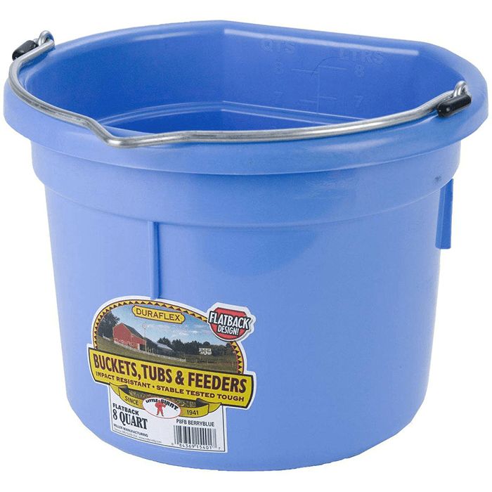 Flat-Back Bucket 8qt, Color: Berry Blue