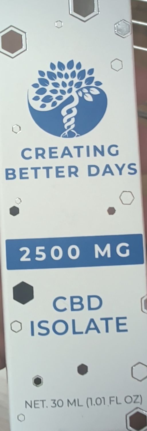 Creating Better Days CBD Isolate Tincture 2500mg