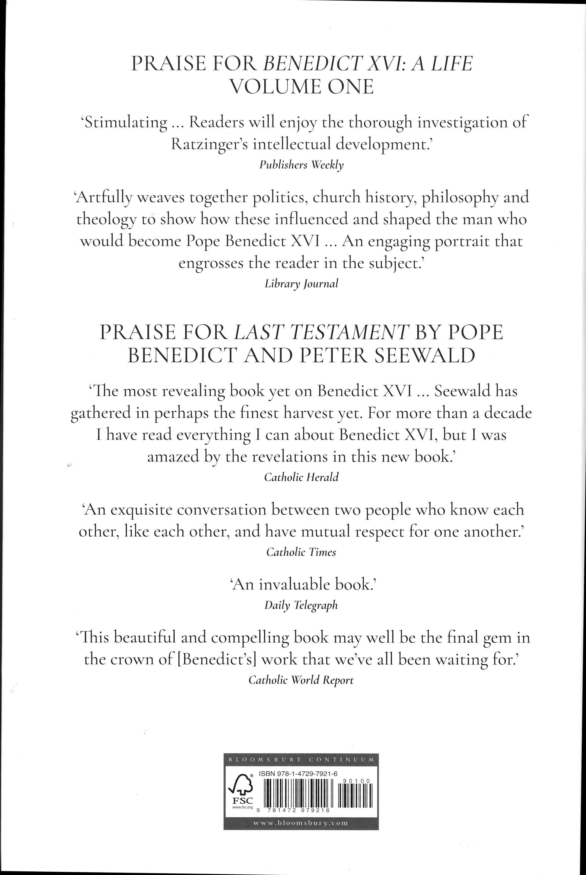 Benedict XVI: A Life Volume 2- Professor and Prefect to Pope and Pope Emeritus 1966 to The Present