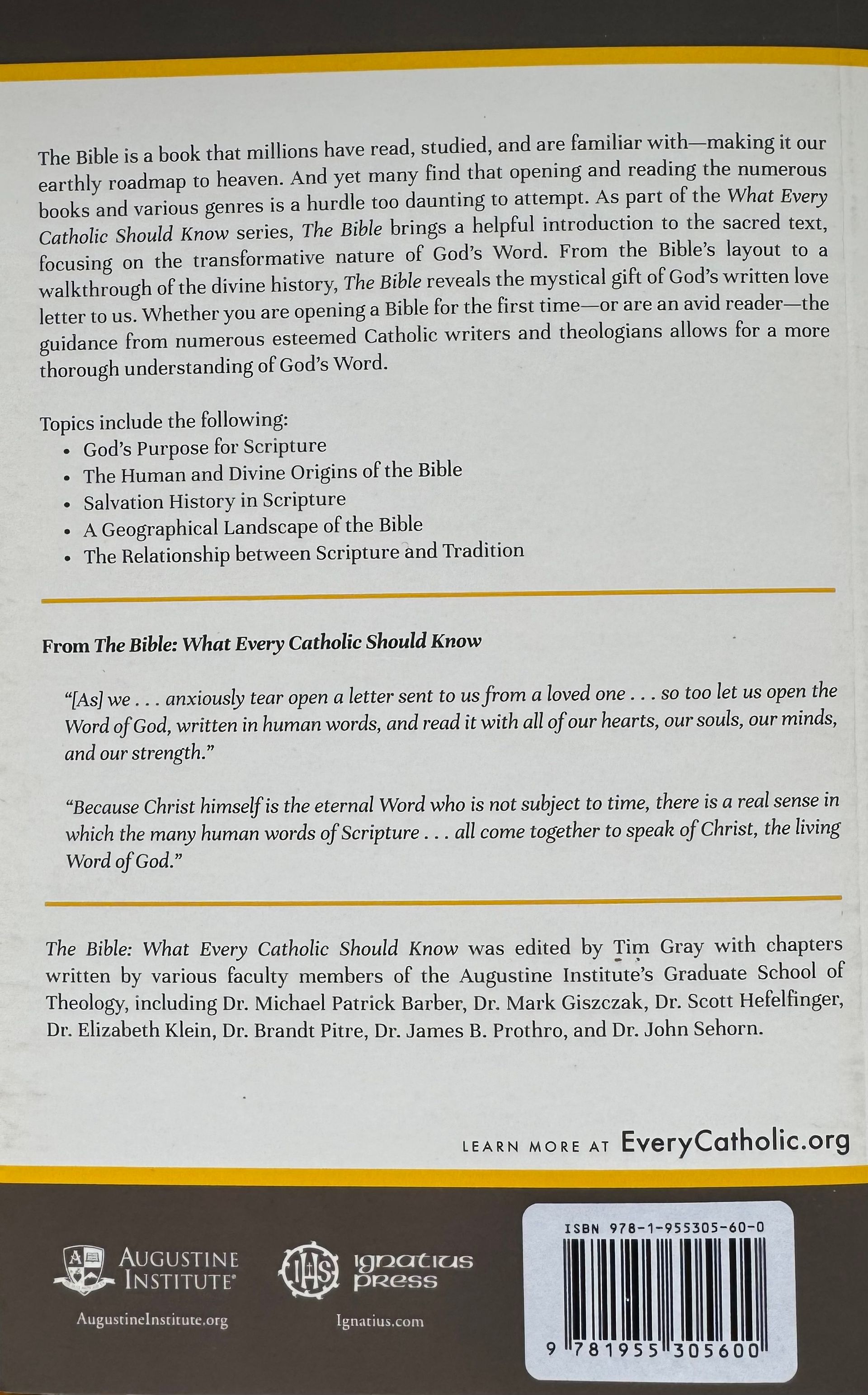 The Bible: What Every Catholic Should Know