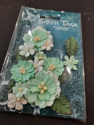 Green Tara Pastel Flowers green