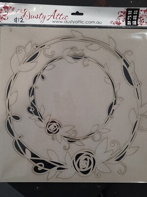 Chipboard Dusty attic Floral Frame 3 12x12