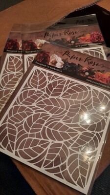 Paper Rose Leaves Stencil 6x6