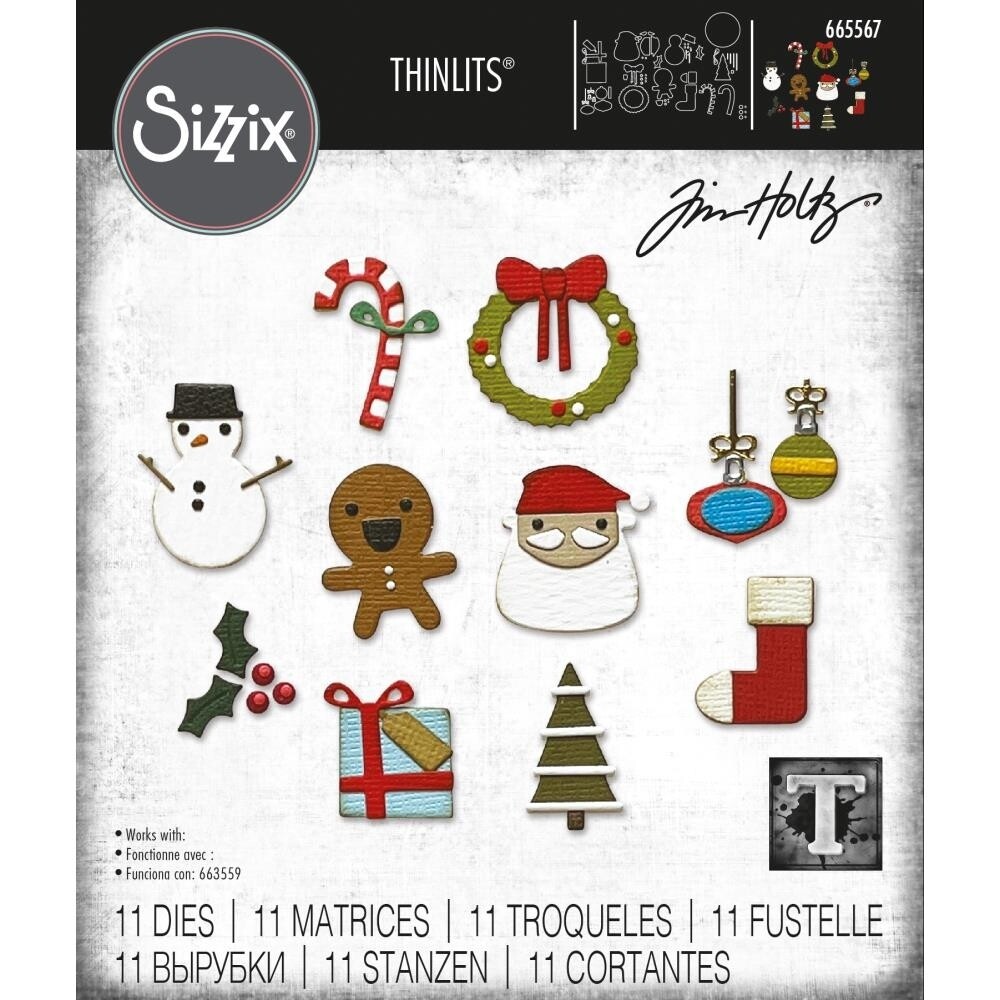 Sizzix Thinlits Dies By Tim Holtz 14/Pkg Christmas Minis #preorder