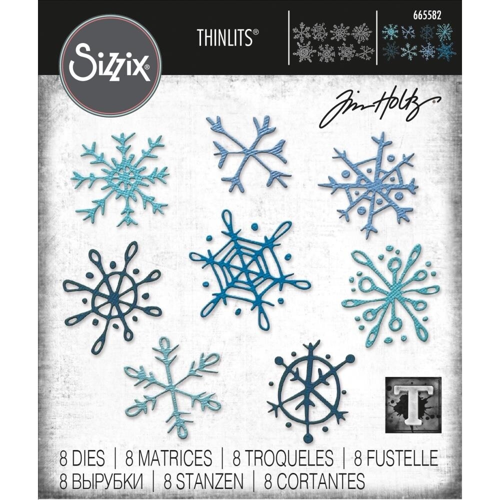 Sizzix Thinlits Dies By Tim Holtz  Scribbly Snowflakes 