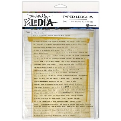 Dina Wakley Media Typed Ledgers 12/Sheets Set 1  